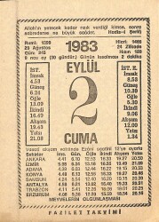 2 Eylül 1983 Takvim Yaprağı - Doğum Günü Hediyesi EFMN15377 - Gökçekoleksiyon