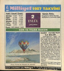 2 Eylül 1987 Takvim Yaprağı - Doğum Günü Hediyesi EFMN14119 - Gökçekoleksiyon