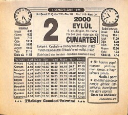 2 Eylül 2000 Takvim Yaprağı - Doğum Günü Hediyesi EFMN14258 - Gökçekoleksiyon