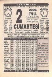 2 Eylül 2006 Takvim Yaprağı - Doğum Günü Hediyesi EFMN15850 - Gökçekoleksiyon