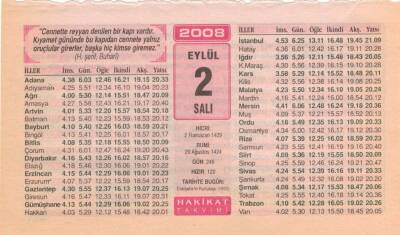 2 Eylül 2008 Takvim Yaprağı EFM(N)2602 - 1