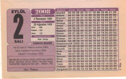 2 Eylül 2008 Takvim Yaprağı EFM(N)2603 - 2