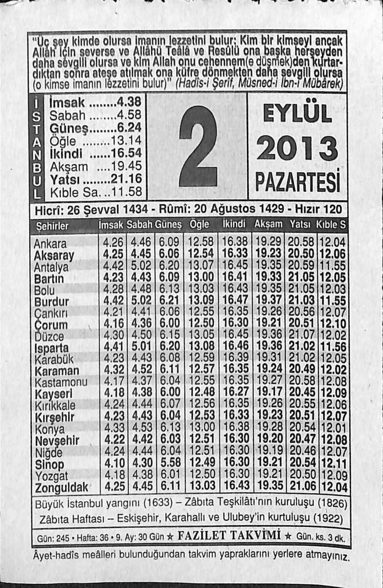 2 Eylül 2013 Takvim Yaprağı - Doğum Günü Hediyesi EFMN13576 - 1