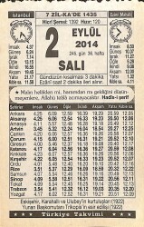 2 Eylül 2014 Takvim Yaprağı - Doğum Günü Hediyesi EFMN14292 - Gökçekoleksiyon