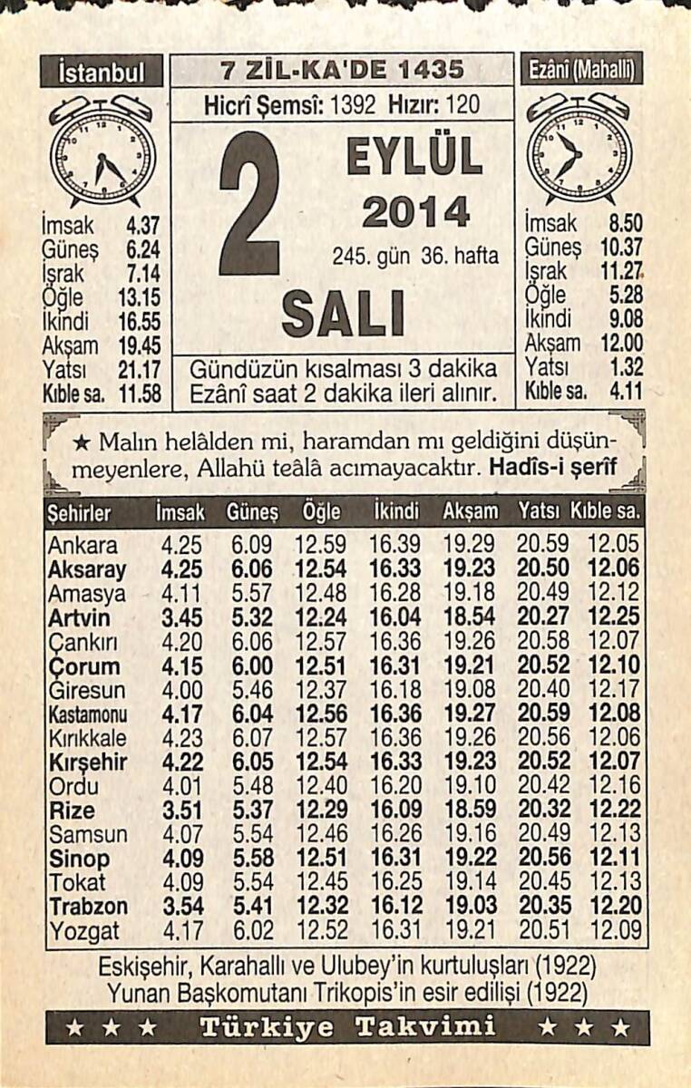 2 Eylül 2014 Takvim Yaprağı - Doğum Günü Hediyesi EFMN14292 - 1