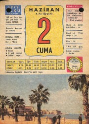 2 Haziran 1972 Takvim Yaprağı - Doğum Günü Hediyesi EFM(N)12294 - Gökçekoleksiyon