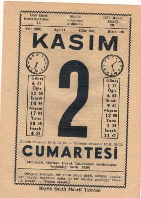 2 Kasım 1963 Takvim Yaprağı EFM(N)3651 - 2
