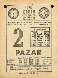 2 Kasım 1975 Takvim Yaprağı - Doğum Günü Hediyesi EFM(N)12580 - Gökçekoleksiyon