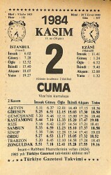 2 Kasım 1984 Takvim Yaprağı - Doğum Günü Hediyesi EFMN14550 - Gökçekoleksiyon