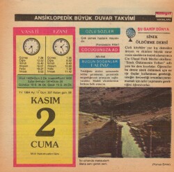 2 Kasım 1984 Takvim Yaprağı EFM(N)4038 - 2