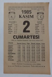 2 Kasım 1985 Takvim Yaprağı - Doğum Günü Hediyesi EFM(N)6678 - Gökçekoleksiyon