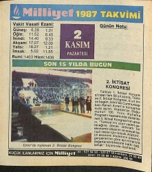 2 Kasım 1987 Takvim Yaprağı - Doğum Günü Hediyesi EFM(N)11930 - Gökçekoleksiyon