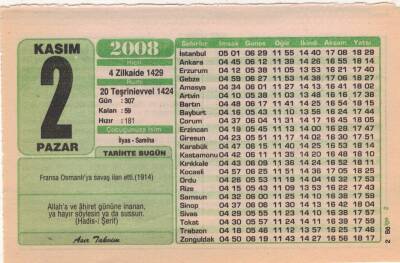 2 Kasım 2008 Takvim Yaprağı EFM(N)3798 - 1
