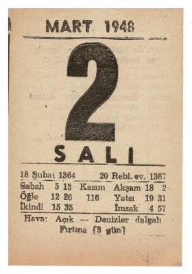 2 Mart 1948 Takvim Yaprağı EFM914 - 3