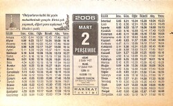 2 Mart 2006 Takvim Yaprağı - Doğum Günü Hediyesi EFMN13218 - Gökçekoleksiyon