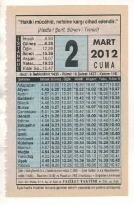 2 Mart 2012 Takvim Yaprağı EFM(N)1872 - 3