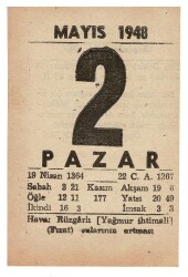 2 Mayıs 1948 Takvim Yaprağı EFM896 - 3