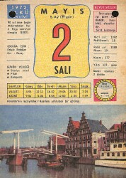 2 Mayıs 1972 Takvim Yaprağı - Doğum Günü Hediyesi EFM(N)12254 - Gökçekoleksiyon