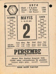 2 Mayıs 1974 Takvim Yaprağı - Doğum Günü Hediyesi EFM(N)12316 - Gökçekoleksiyon