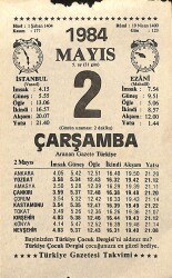 2 Mayıs 1984 Takvim Yaprağı - Doğum Günü Hediyesi EFM(N)11526 - Gökçekoleksiyon