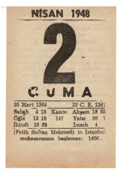 2 Nisan 1948 Takvim Yaprağı EFM904 - 1