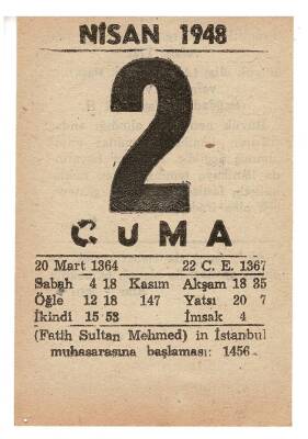 2 Nisan 1948 Takvim Yaprağı EFM904 - 3