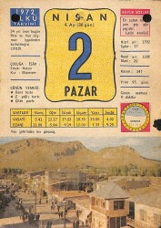 2 Nisan 1972 Takvim Yaprağı - Doğum Günü Hediyesi EFM(N)12306 - Gökçekoleksiyon