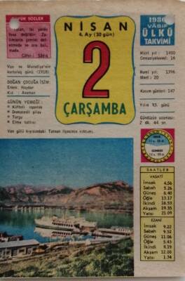2 Nisan 1980 Takvim Yaprağı - Doğum Günü Hediyesi EFM(N)8416 - 2
