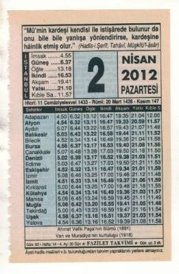 2 Nisan 2012 Takvim Yaprağı EFM(N)1903 - 3