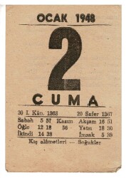 2 Ocak 1948 Takvim Yaprağı EFM934 - 1