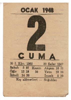 2 Ocak 1948 Takvim Yaprağı EFM934 - 3
