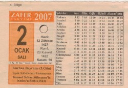2 Ocak 2007 Takvim Yaprağı EFM(N)5089 - Gökçekoleksiyon