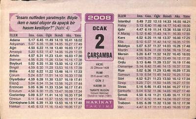 2 Ocak 2008 Takvim Yaprağı - Doğum Günü Hediyesi EFM(N)7468 - 1