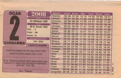 2 Ocak 2008 Takvim Yaprağı EFM(N)4927 - 1