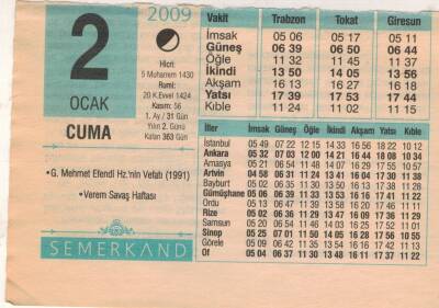 2 Ocak 2009 Takvim Yaprağı EFM(N)4958 - 1