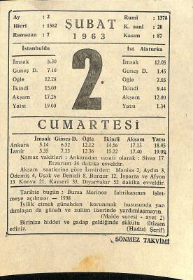 2 Şubat 1963 Takvim Yaprağı - Doğum Günü Hediyesi EFM(N)11290 - 1
