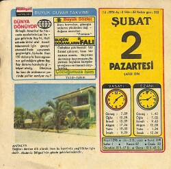 2 Şubat 1976 Takvim Yaprağı - Doğum Günü Hediyesi EFM(N)11948 - Gökçekoleksiyon