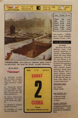 2 Şubat 1979 Takvim Yaprağı - Doğum Günü Hediyesi EFM(N)7608 - 1
