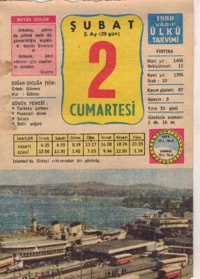 2 Şubat 1980 Takvim Yaprağı EFM(N)5437 - 1