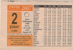 2 Şubat 2007 Takvim Yaprağı EFM(N)5521 - Gökçekoleksiyon