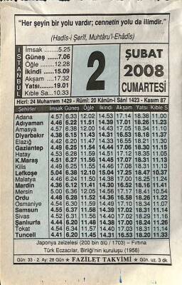 2 Şubat 2008 Takvim Yaprağı - Doğum Günü Hediyesi EFM(N)7526 - 1