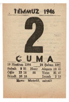 2 Temmuz 1948 Takvim Yaprağı EFM876 - 3