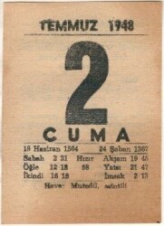 2 Temmuz 1948 Takvim Yaprağı EFM(N)1417 - 3