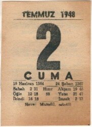 2 Temmuz 1948 Takvim Yaprağı EFM(N)1417 - 2