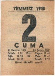 2 Temmuz 1948 Takvim Yaprağı EFM(N)1417 - 1
