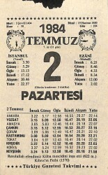 2 Temmuz 1984 Takvim Yaprağı - Doğum Günü Hediyesi EFM(N)11253 - Gökçekoleksiyon