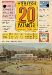 20 Ağustos 1973 Takvim Yaprağı - Doğum Günü Hediyesi EFM(N)9636 - Gökçekoleksiyon