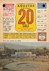 20 Ağustos 1974 Takvim Yaprağı - Doğum Günü Hediyesi EFM(N)9515 - Gökçekoleksiyon