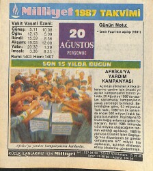 20 Ağustos 1987 Takvim Yaprağı - Doğum Günü Hediyesi EFMN14098 - Gökçekoleksiyon