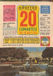 20 Ağustos 1988 Takvim Yaprağı - Doğum Günü Hediyesi EFM(N)9484 - Gökçekoleksiyon